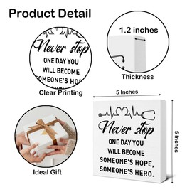 Medical Student Gifts - Nurse Office Decor - Nursing Student Gift - Med School Gifts Wooden Sign Home Office Classroom Desk Shelf Wall Table Decorations - 5 x 5 Inches