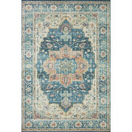 Loloi Skye Collection SKY-12 Ocean/Multi 7' x 9' Oval Area Rug