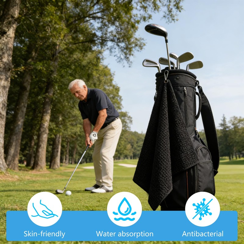 3Pcs Pro Golf Towel Microfiber Golf Towel for Golf Bags