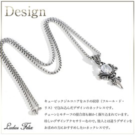 Ludus Felix Necklace - Men's Surgical Stainless Steel - Hypoallergenic - Necklace for Men - Accessories, Cubic Zirconia Stainless Steel, Cubic Zirconia