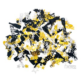 Confetti Confetti Graduation Decoration 2025 - 15 g Graduation Decoration Confetti Table Decoration Glitter Black Gold Silver, Exam Passed Graduation Hat Confetti for Congratulations Grade 2025