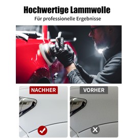 BESPOTCL Set of 3 Lambswool Polishing Covers for Einhell Cordless Car Polisher CE-CB 18/254 Li, CC-PO 90, for 220 mm - 250 mm Polishing Machines