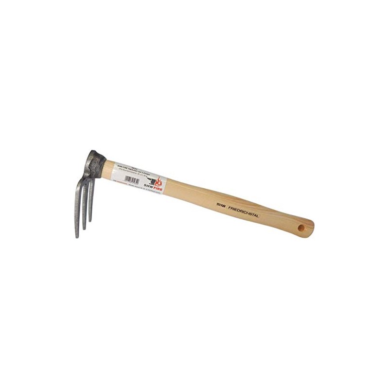 SHW-FIRE 3-prong hook and double hoe, wide and heart leaf
