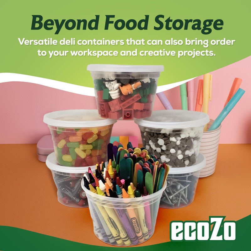 ecoZo 16 oz. Food Storage Containers with Lids [50 Sets]