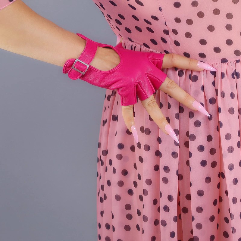 DooWay Women's Short Leather Driving Gloves Gloves Rose Pink Genuine