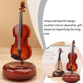 Quekas Violin Music Box - Classical Music Box Mini Replica Instrument Crafts Decoration Gift Craft Home Office Ornament