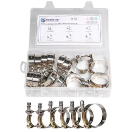 18 Pcs 6 Sizes Goobetter T-Bolt Hose Clamps Stainless Steel, Turbo Intake Intercooler Clamps Assortment, 28-64mm Adjustable T-Bolt Heavy Duty Hose Clamp for Radiator, Automotive, Washing Machine