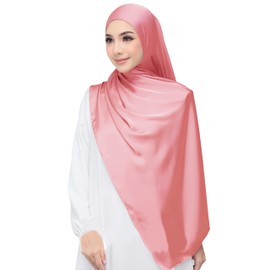 Lina & Lily Luxury Satin Hijab Head Scarf Shawl Wrap for Muslim Women Extra Long (Coral)