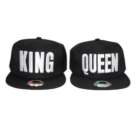 beybey Snapback Cap King Queen Mr Mrs Brother Sister Partner Caps Camouflage, K&Q Black