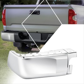 [Left/Driver Side] Polished Chrome Rear Bumper End Cap w/o Parking Sensor Holes Compatible with 14-21 Toyota Tundra