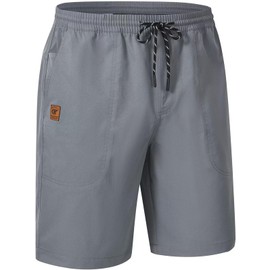 QPNGRP Men's Stretch Waist Casual Grey Shorts with 5 Pockets Include 1 Zipper Pocket 36
