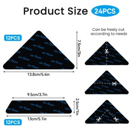 Non-Slip Mat for Carpet, 24 Pieces, Carpet Non-Slip Underlay, Carpet Stopper, Washable and Reusable Carpet, Non-Slip Tape, Carpet Handles, Carpet Corners, Side Grippers, Strong Adhesion