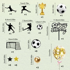 Tortendeko Fussball, Fussball Cupcake Topper, Fussball Muffin Deko, Fussball Party Tortenaufleger, Deko Set für Männer Junge Fußball Sport Thema Geburtstag Party Suppplies
