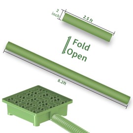 Extra 8 Ft Pipe with Connector, 2 Inch Diameter, Use for NAACOO Catch Basin's Other Side Drainage or Splicing Flexible Pipe Length - Extension/Flexible/Shapeable/Spliceable Pipe, Green