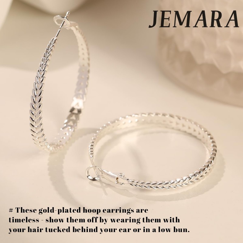 JEMARA Silver Hoop Earrings for Women 925 Sterling Silver Hoop