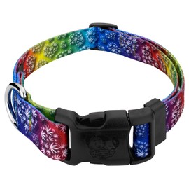 Country Brook Petz - Deluxe Groovy Ganja Dog Collar Limited Edition- Made in The U.S.A. - Groovy Collection Featuring Far Out Designs (5/8 Inch, Small)