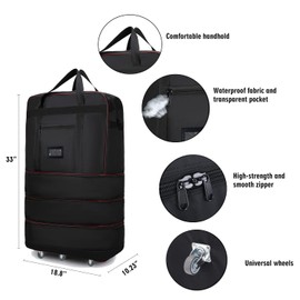 ELDA Expandable Foldable Suitcase Luggage with Universal Wheels Rolling Travel Bag Duffel Bag for Men Women Large Capacity Lightweight Luggages