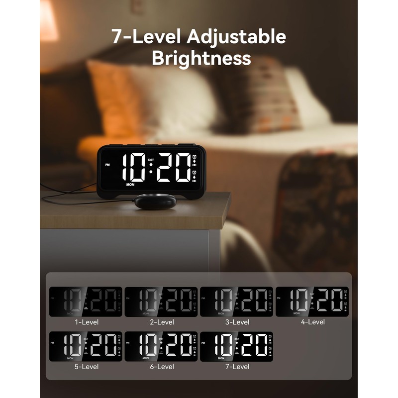 Vibrating Alarm Clock for Heavy Sleepers, Digital Alarm Clock with