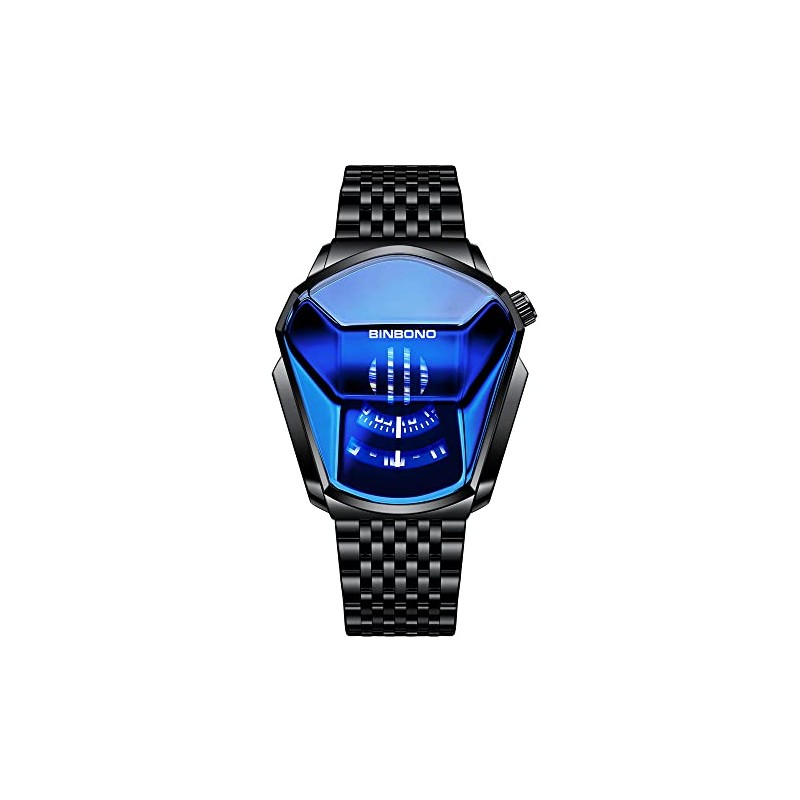 FANMIS Creative Fashion Blue LED Binary Digital Watches Men's Stainless
