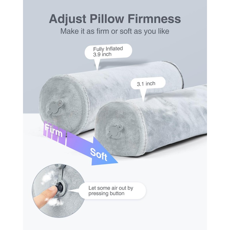 Luxtude Inflatable Neck Roll Pillow for Sleeping, Travel Neck Pillow