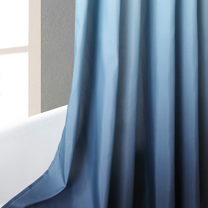 BESTRIPES Extra Long Shower Curtain, Blue Ombre Fabric Shower Curtains