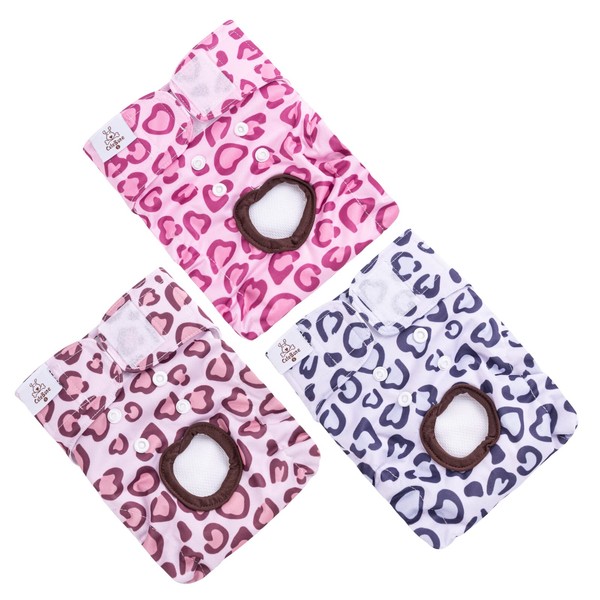 CuteBone Leopard Reusable Dog Nappies, Pack of 3, Highly Absorbent
