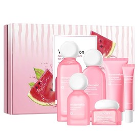 BeauBase Watermelon Skin Care Set – Smooths and Hydrates Skin, Skincare Gift Sets for Women & Teens, Includes Cleanser, Toner, Serum, Eye Cream, Lotion, and Moisturizer for All Skin Types