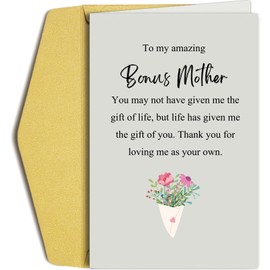Oamiolek Stepmom Mather's Day Card, Sentimental Mothers Day Card for Stepmom Aunt Mother in Law, Bonus Mom Birthday Card, To My Amazing Bonus Mother Card