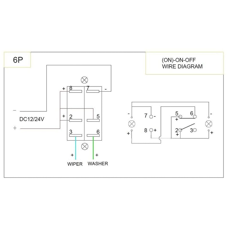 TOHUBE 20A/12V 10A/24V 6 Pin Laser Momentary ON ON Off