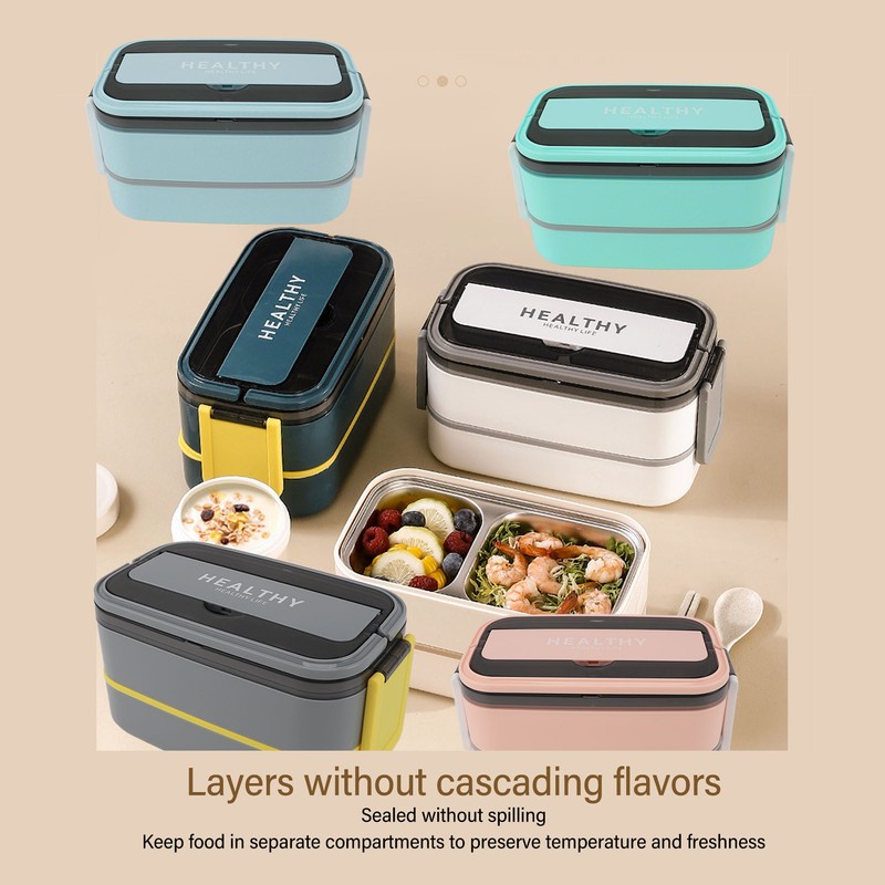 Double Layer Bento Box 316 Stainless Steel Compartment Portable Lunch