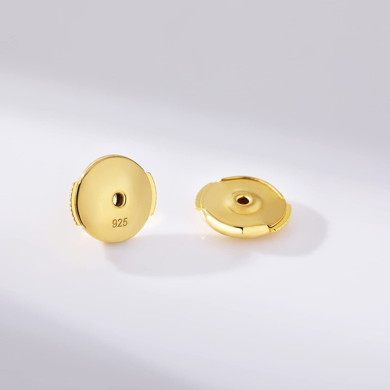 Earring Backs Gold for Stud 925 Sterling Silver Safety Locking