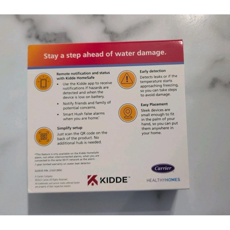 KIDDE Smart Detection Water Leak + Freeze Detector 60WLDR-W Battery