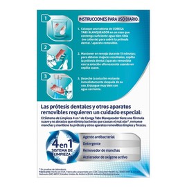 Corega Tabs Blanqueador, Limpiador de Prótesis Dentales, 30 Tabletas Efervescentes