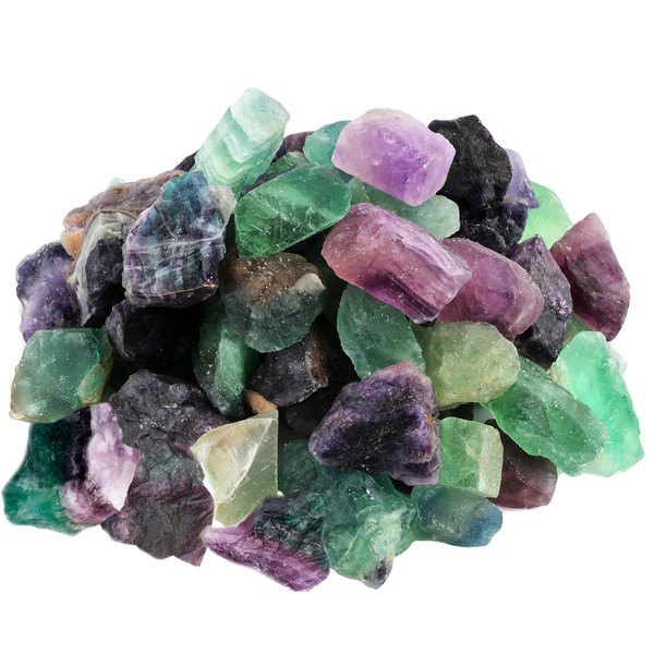 Mookaitedecor Purple Green Fluorite Rough Stone Mineral Gemstones for Family/Office/Garden/Aquarium Decoration Decoration, Crystal Reiki & Healing 460g