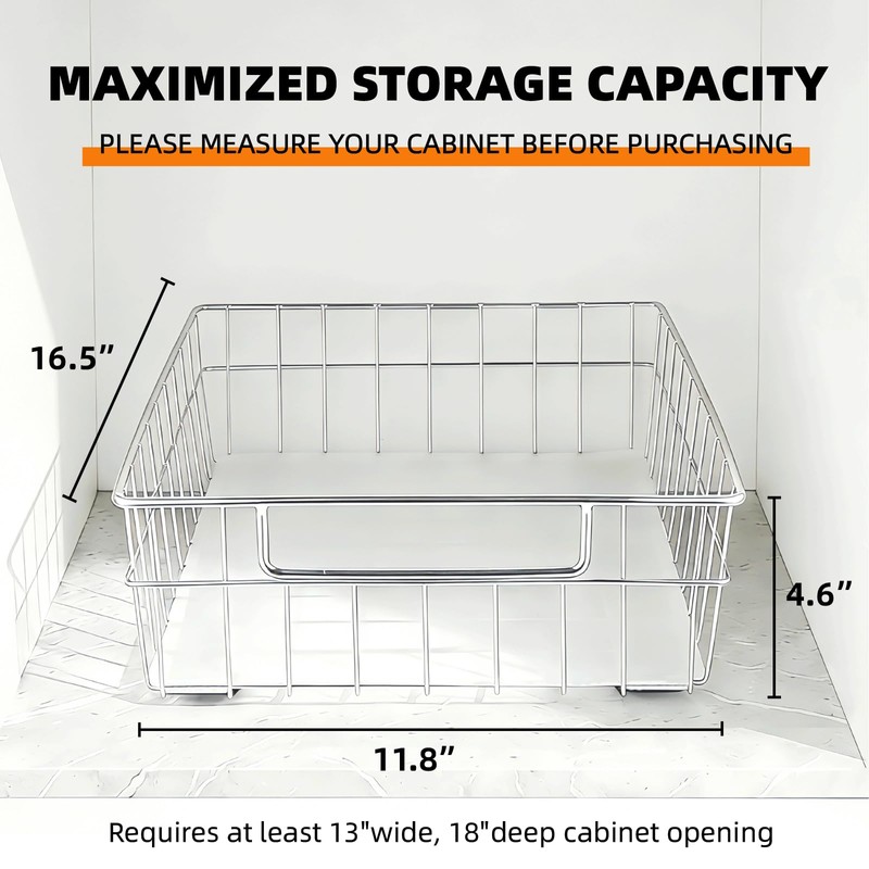 YUBAMIN Pull Out Cabinet Organizer, 1 Pack Stainless Steel Pull