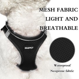 SGSPET Adjustable Dog Harness Collar and Leash Set Step in No Pull Pet Harness for Small Medium Dogs Puppy and Cats Outdoor Walking Running, Soft Mesh Padded Reflective Vest Harnesses (Black, L)