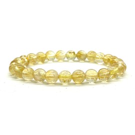 Citrine Stretch Bracelet, AAA Grade 8mm Beads, Wrist Size 7.5 Inches, Solar Plexus Chakra, Aries & Libra Birthstone Bracelet