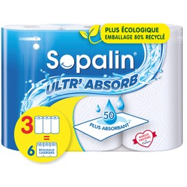 Sopalin Ultra Maxi Towel 3 Rolls (Equivalent to 6 Classic Rolls)