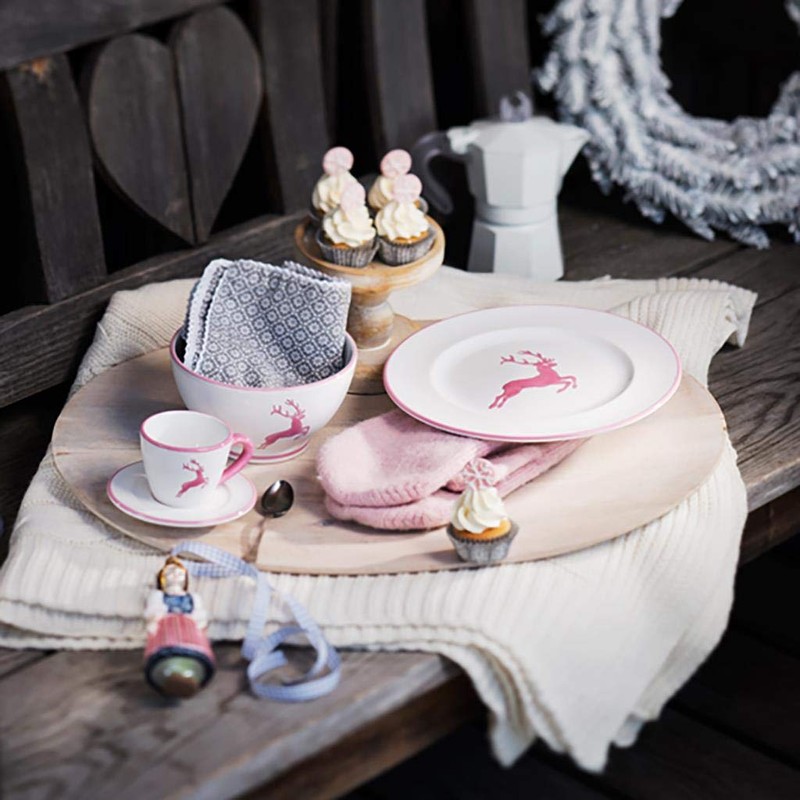 GMUNDNER KERAMIK Dessert Plate Gourmet Diameter 22 cm Pink Deer
