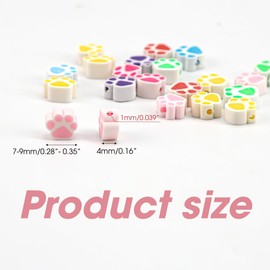 100PCS Paw Print Beads for Bracelets DIY Jewelry Making, Animal Dog Paw Shape Beads, New Mixed Color, Large Lot Polymer Clay Spacer Charms Supplies for Earring Necklace (Multi-Color)