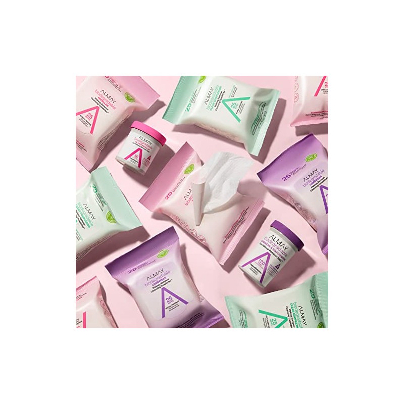 Almay Biodegradable Clear Complexion Removedoras de Maquillaje, Verde, Paquete de