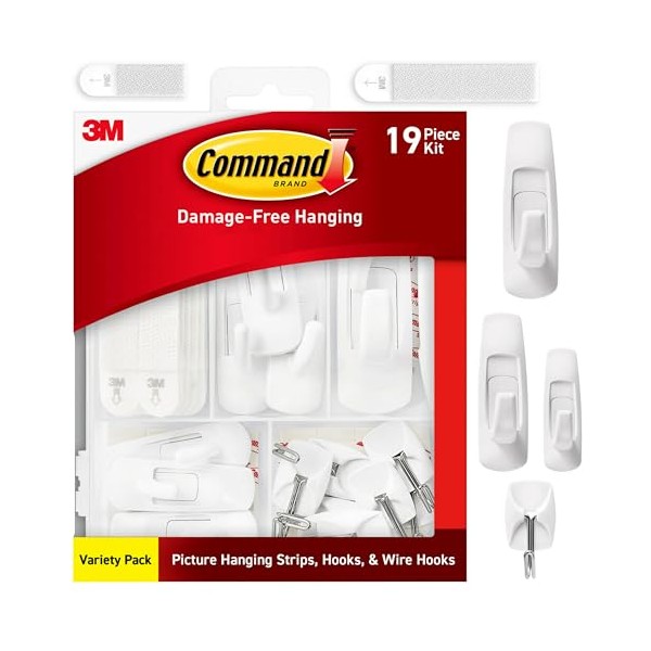 Command Command General Purpose Variety Kit, Various Sized Hooks, Wire