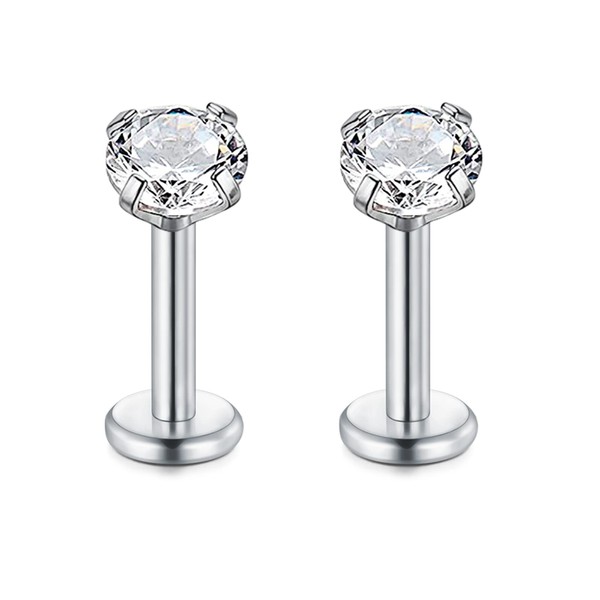 Rajnard 16G Lip Bars Cartilage Tragus Helix Earrings Silver Stainless