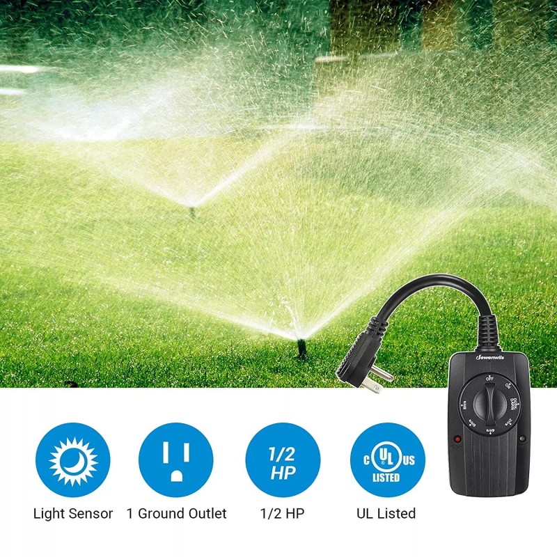 DEWENWILS Countdown Light Sensor Outlet Timer with Electrical Outlet 2