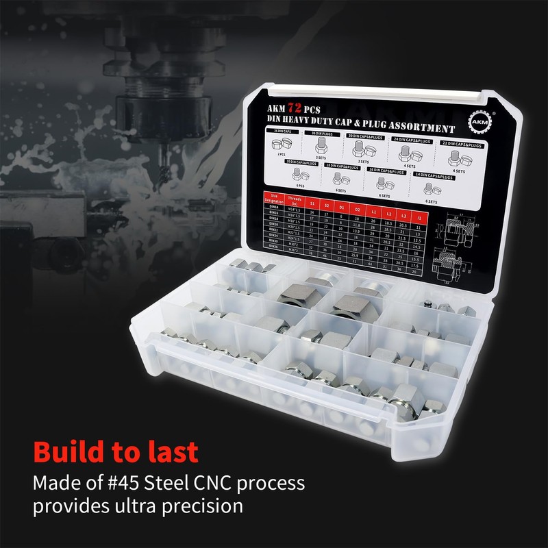 AKM 72 Pcs DIN Heavy Duty Cap & Plug Assortment