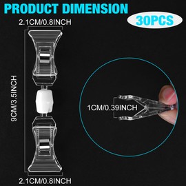 Clear Merchandise Display Sign Clips - 30 Pack Plastic Label Pop Holder for Shelf, Double Sided Swivel Price Tag on Clothing Rack, Rotatable Menu Clips for Retail Sale Display
