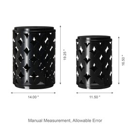 Glitzhome Set of 2 Modern End Tables, Industrial Round Side Tables, Heavy Duty Metal Frame Accent Stools Planter Stand for Living Room, Bedroom, Entryway, Black