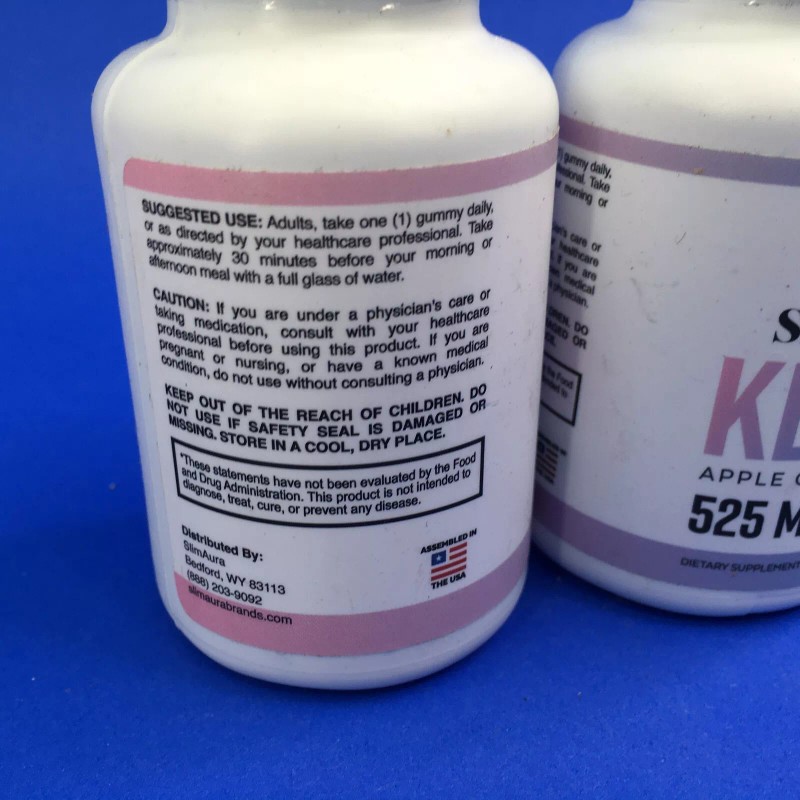 SlimAura KETO+ Apple Cider Vinegar 525 MG 30 Gummies (Lot