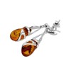 Fancy Cradled Teardrop Baltic Honey Amber Sterling Silver Dangly/Drop Earrings