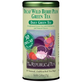 The Republic of Tea - Decaf Wild Berry Plum Green Tea, 50 Tea Bags, Tin | Fruit Tea | Decaffeinated